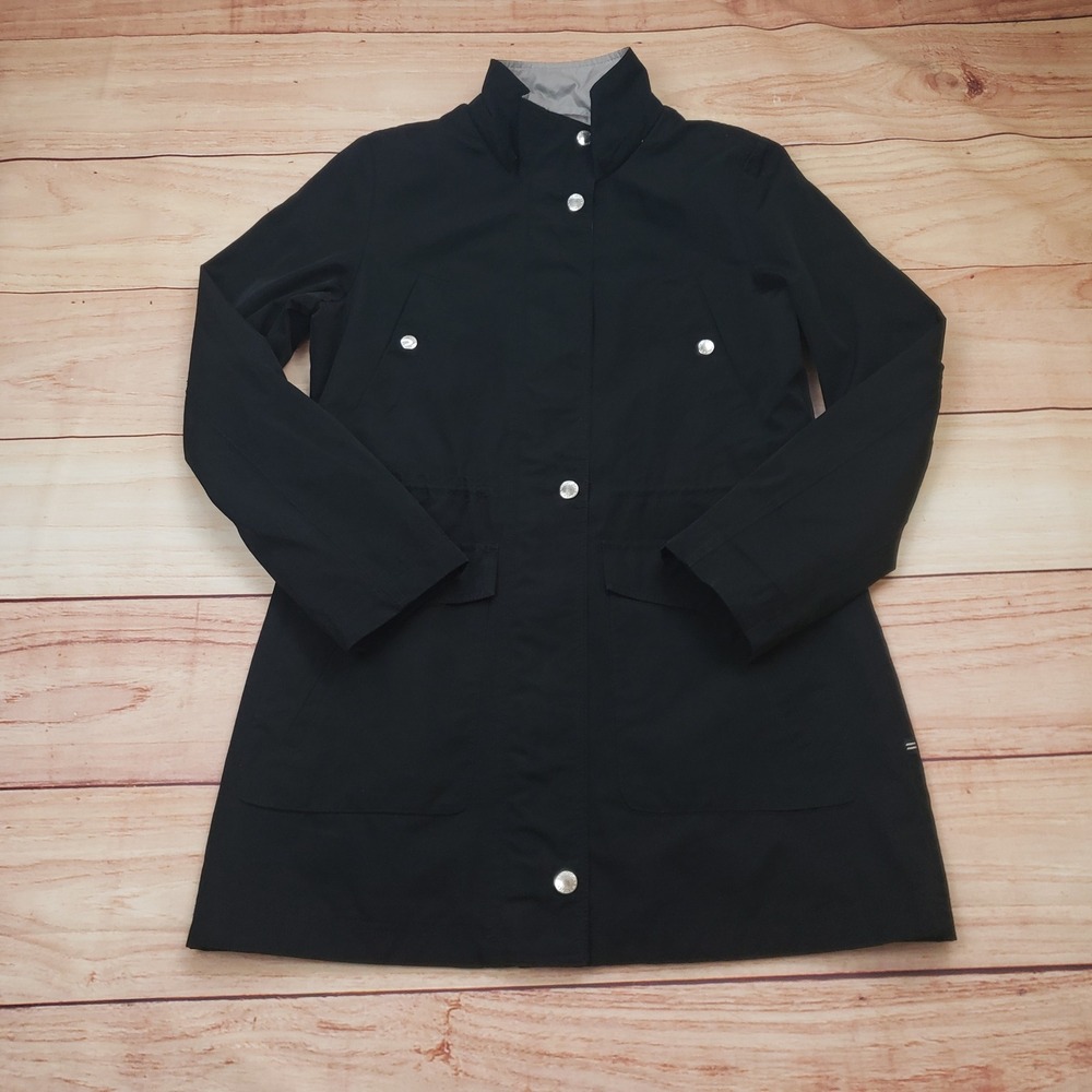 Nautica Jacket Womens Medium Black Mid-Length Parka Coat Fleece Lined Ladies M